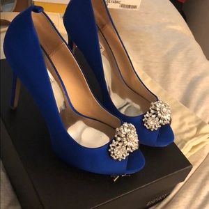 Badgley Mischka peep toe royal blue heels